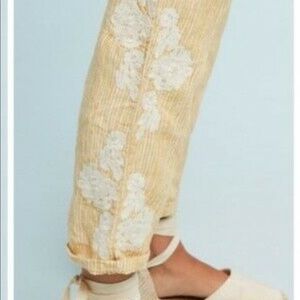 Anthropologie embroidered linen pants
